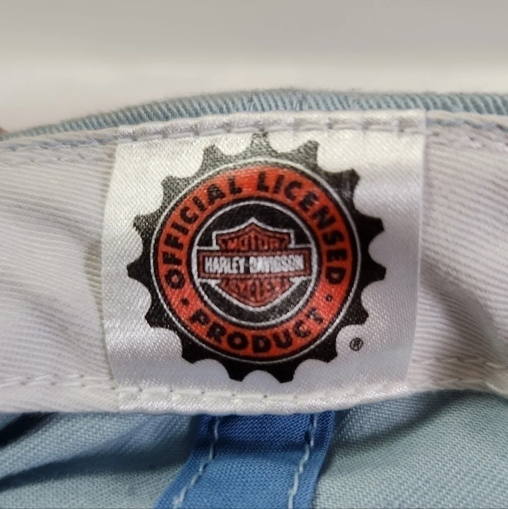 VINTAGE Harley Davidson H-D Motorcycle Light Blue Baseball Hat Cap Kids Youth